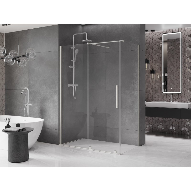 Mexen Velar cabine de douche coulissante 150 x 70 cm, transparent, nickel brossé - 871-150-070-01-97