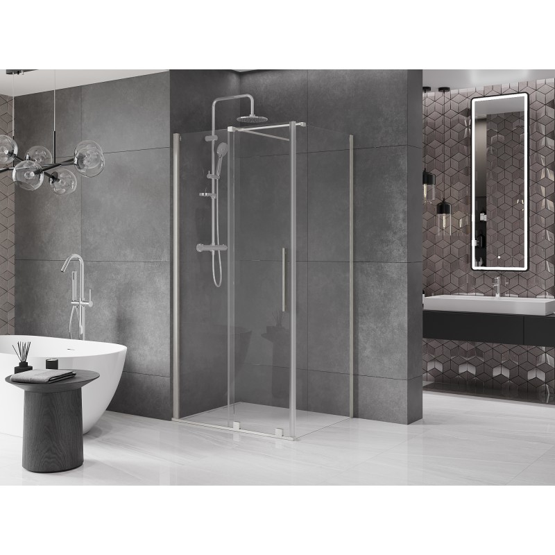 Mexen Velar cabine de douche coulissante 90 x 70 cm, transparent, nickel brossé - 871-090-070-01-97