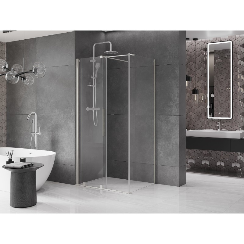 Mexen Velar cabine de douche coulissante 90 x 100 cm, transparent, nickel brossé - 871-090-100-01-97