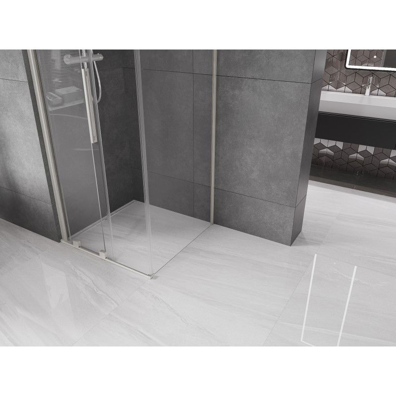 Mexen Velar cabine de douche coulissante 90 x 90 cm, transparente, nickel brossé - 871-090-090-01-97