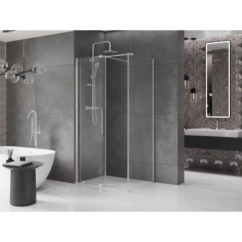 Mexen Velar cabine de douche coulissante 110 x 75 cm, transparent, nickel brossé - 871-110-075-01-97