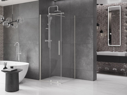 Mexen Velar cabine de douche coulissante 120 x 120 cm, transparente, nickel brossé - 871-120-120-01-97
