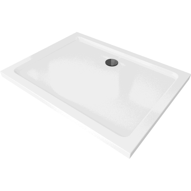Mexen Flat receveur de douche rectangulaire slim 130 x 90 cm, Blanc, siphon Noir - 40109013B