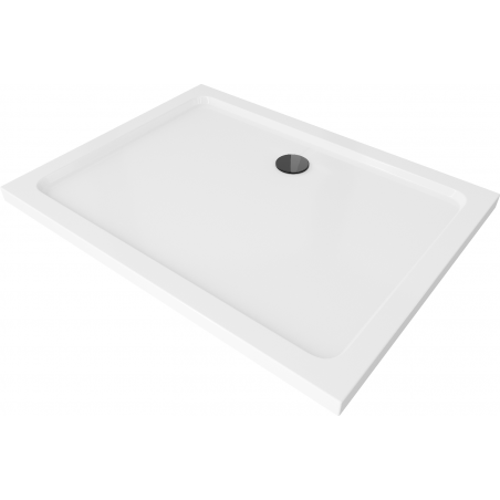 Mexen Flat receveur de douche rectangulaire slim 140 x 80 cm, Blanc, siphon Noir - 40108014B