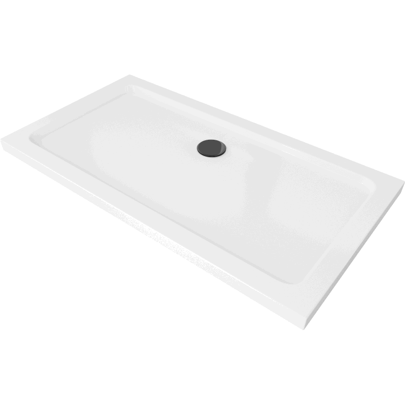 Mexen Flat receveur rectangulaire slim 120 x 70 cm, blanc, siphon noir - 40107012B