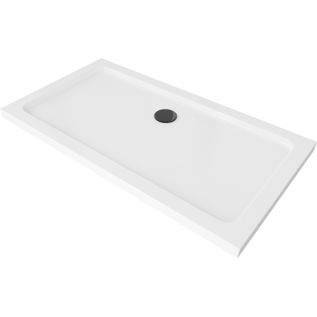 Mexen Flat receveur de douche rectangulaire slim 120 x 70 cm, Blanc, siphon Noir - 40107012B