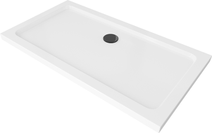 Mexen Flat receveur de douche rectangulaire slim 120 x 70 cm, Blanc, siphon Noir - 40107012B