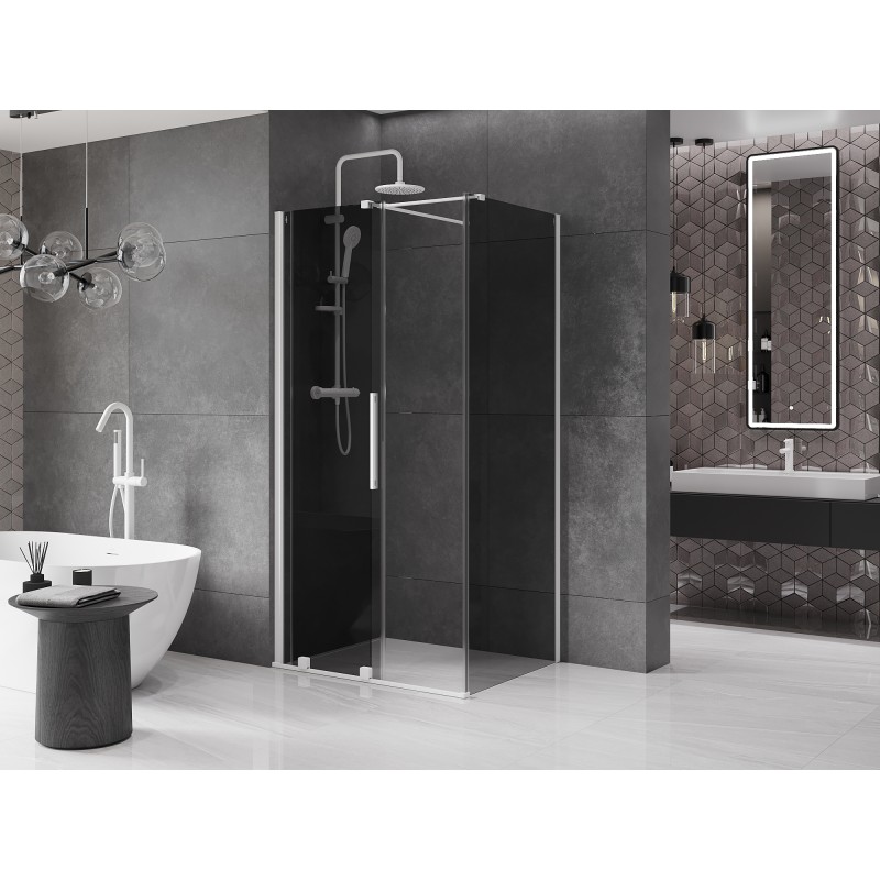 Mexen Velar cabine de douche coulissante 120 x 75 cm, graphite, blanche - 871-120-075-41-20