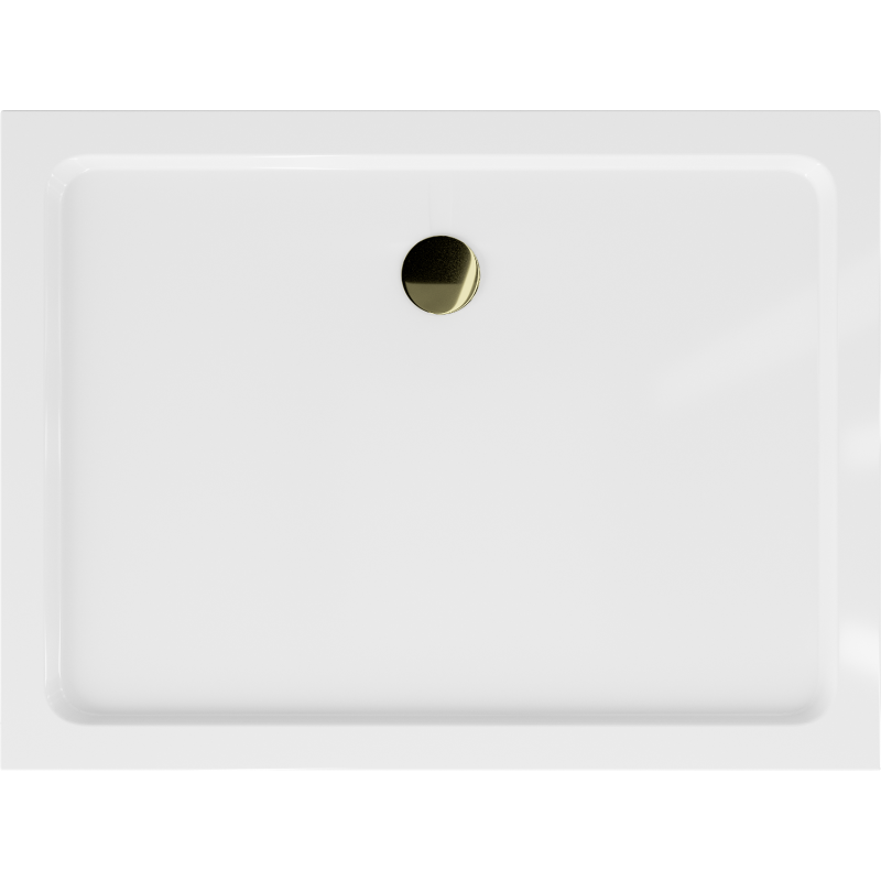 Mexen Flat receveur rectangulaire slim 120 x 100 cm, blanc, siphon doré - 40101012G