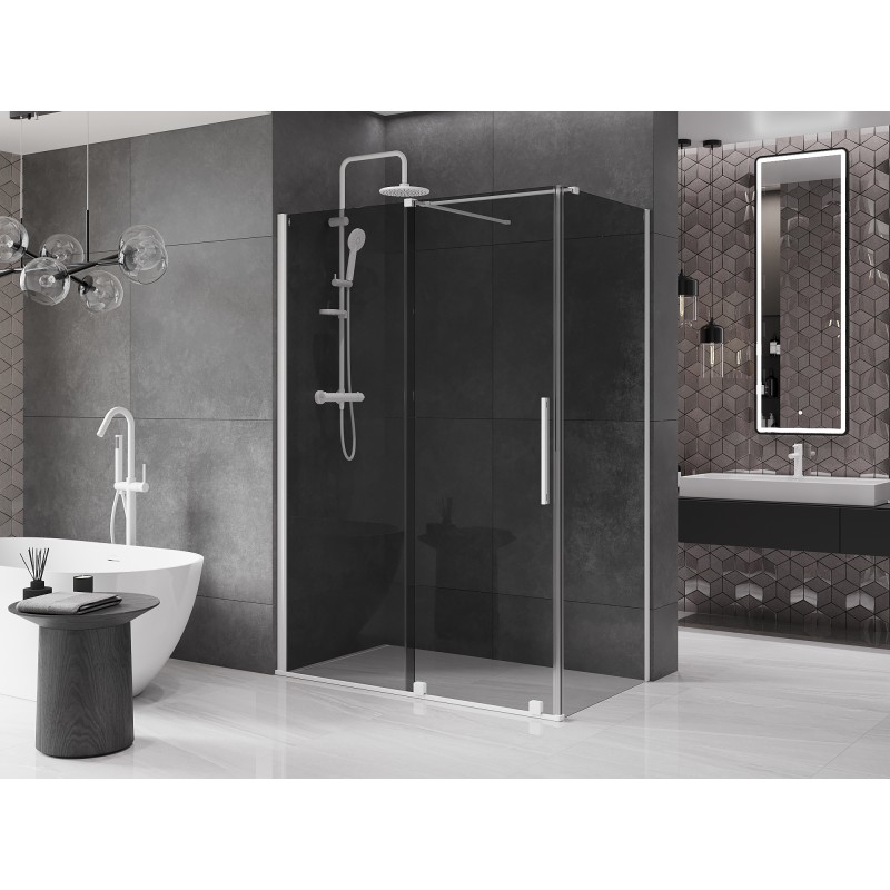 Mexen Velar cabine de douche coulissante 140 x 75 cm, graphite, blanc - 871-140-075-41-20