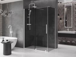Mexen Velar cabine de douche coulissante 140 x 80 cm, graphite, blanc - 871-140-080-41-20