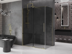 Mexen Velar cabine de douche coulissante 140 x 80 cm, graphite, or - 871-140-080-41-50