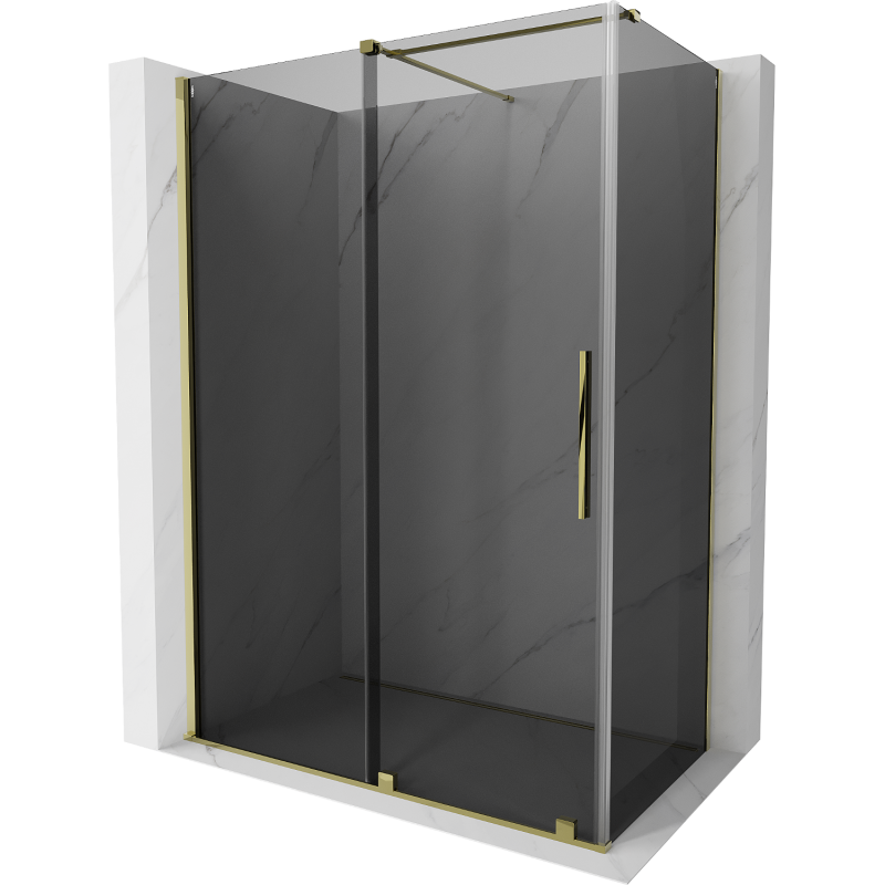 Mexen Velar cabine de douche coulissante 140 x 85 cm, graphite, or - 871-140-085-41-50