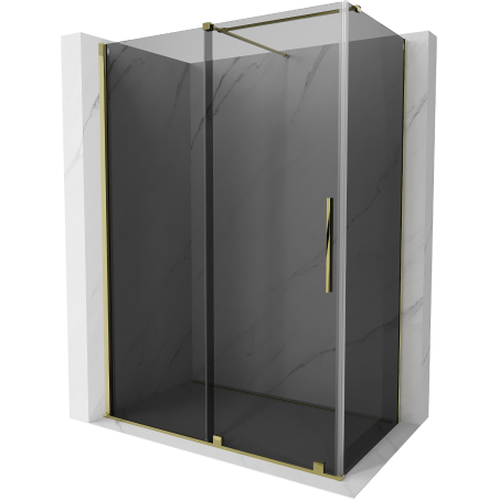 Mexen Velar cabine de douche coulissante 140 x 85 cm, graphite, or - 871-140-085-41-50