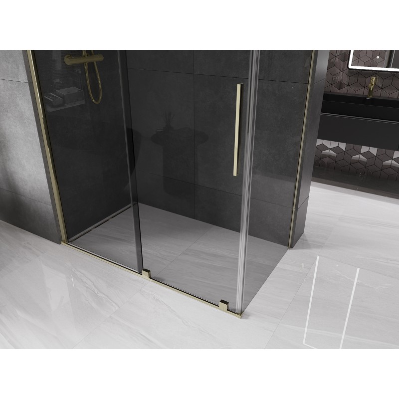 Mexen Velar cabine de douche coulissante 140 x 75 cm, graphite, or - 871-140-075-41-50