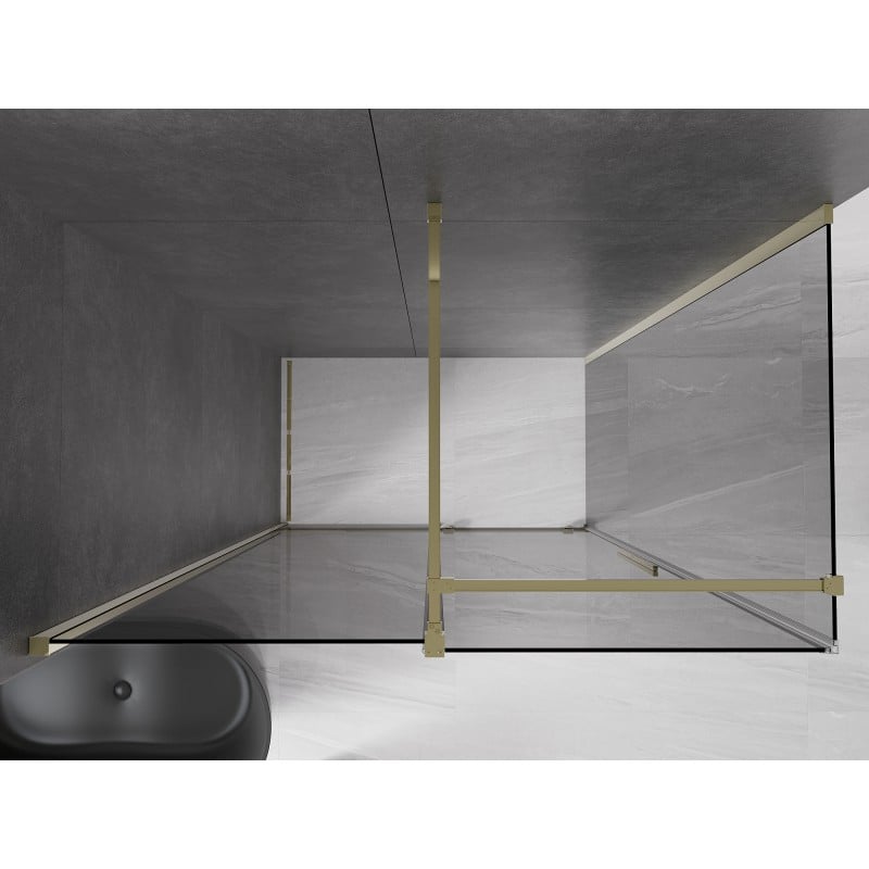 Mexen Velar cabine de douche coulissante 140 x 75 cm, graphite, or - 871-140-075-41-50