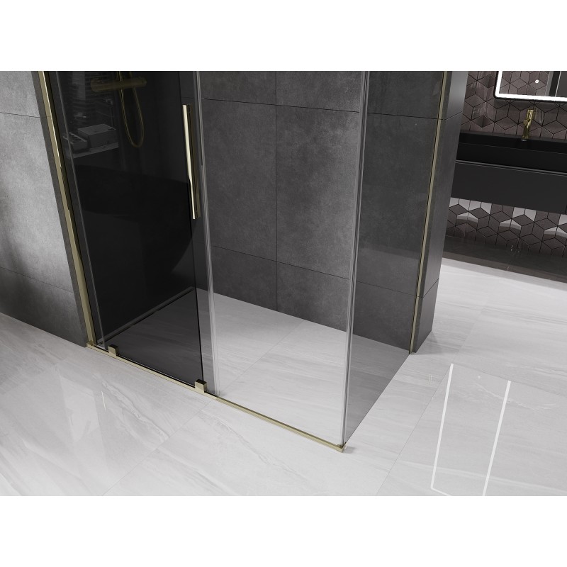 Mexen Velar cabine de douche coulissante 160 x 90 cm, graphite, or - 871-160-090-41-50