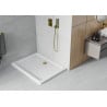 Mexen Flat receveur de douche rectangulaire slim 130 x 80 cm, Blanc, siphon Or - 40108013G