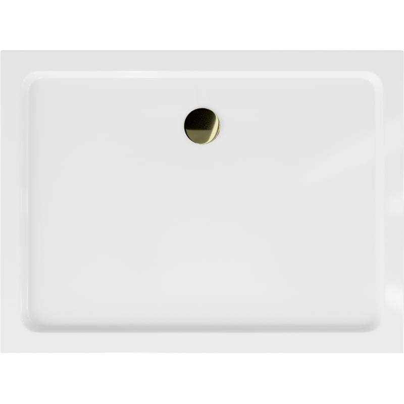 Mexen Flat receveur de douche rectangulaire slim 120 x 80 cm, blanc, siphon doré - 40108012G