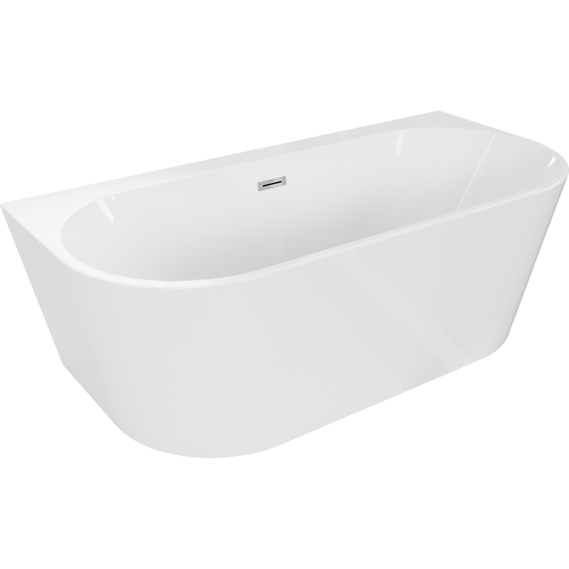 Mexen Oval+ baignoire autoportante adossée 170 x 80 cm, blanche, trop-plein chromé - 52681708000-01