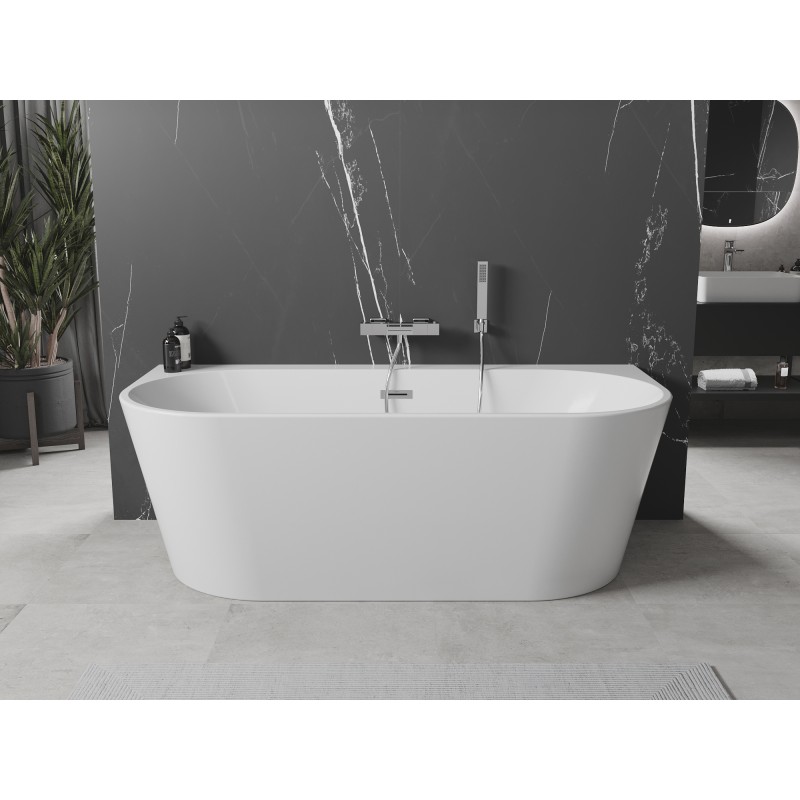 Mexen Oval+ baignoire autoportante adossée 170 x 80 cm, blanche, trop-plein chromé - 52681708000-01