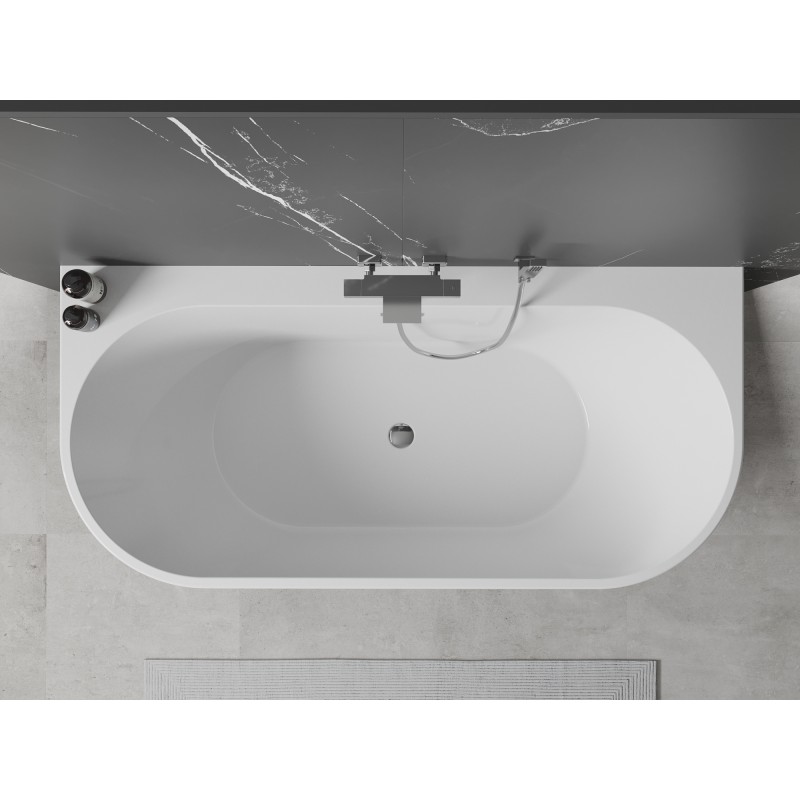 Mexen Oval+ baignoire autoportante adossée 170 x 80 cm, blanche, trop-plein chromé - 52681708000-01
