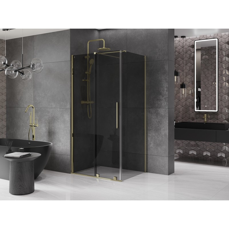 Mexen Velar cabine de douche coulissante 100 x 80 cm, graphite, or - 871-100-080-41-50