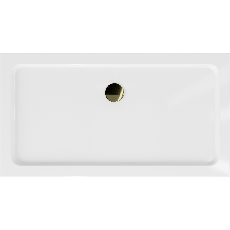 Mexen Flat receveur de douche rectangulaire slim 140 x 70 cm, blanc, siphon doré - 40107014G