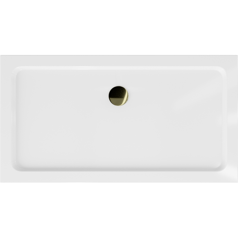 Mexen Flat receveur de douche rectangulaire slim 130 x 70 cm, blanc, siphon doré - 40107013G