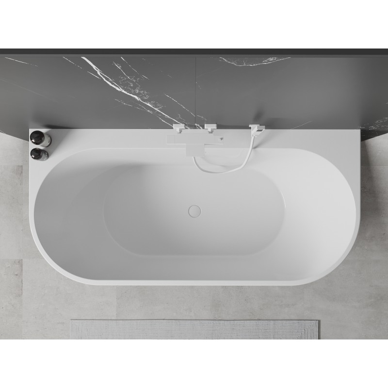 Mexen Oval+ baignoire indépendante adossée 170 x 80 cm, blanche, trop-plein blanc - 52681708000-20