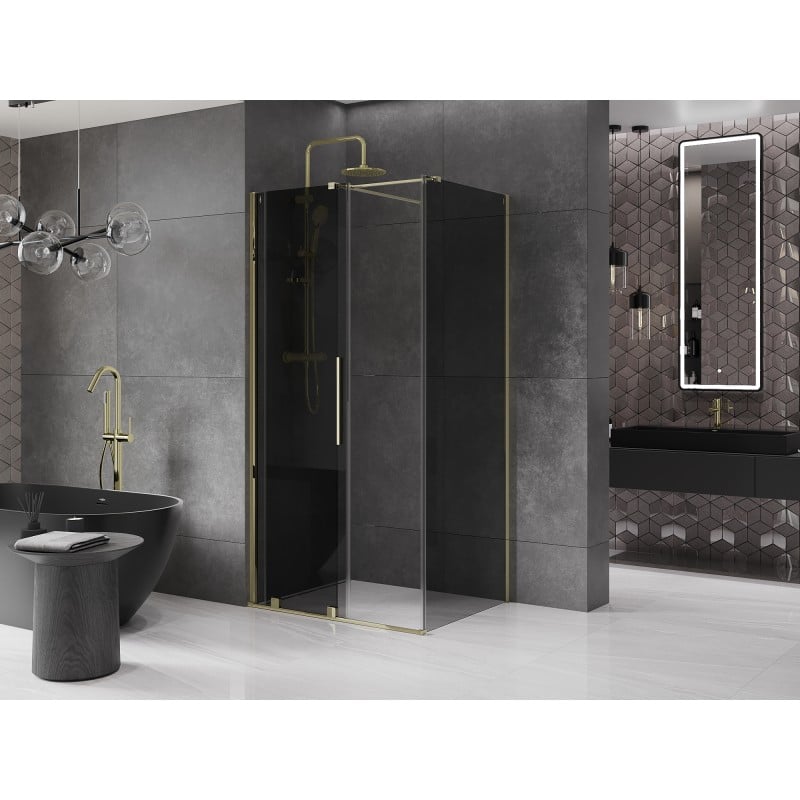 Mexen Velar cabine de douche coulissante 110 x 75 cm, graphite, or - 871-110-075-41-50