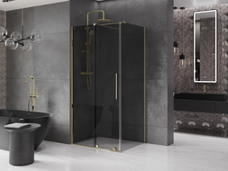 Mexen Velar cabine de douche coulissante 130 x 85 cm, graphite, or - 871-130-085-41-50