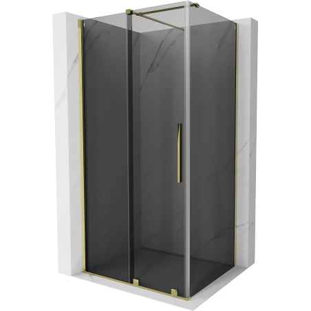 Mexen Velar cabine de douche coulissante 130 x 100 cm, graphite, or - 871-130-100-41-50