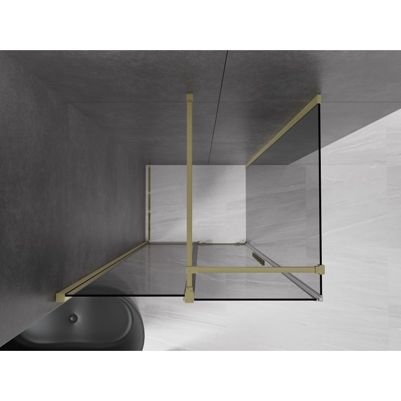 Mexen Velar cabine de douche coulissante 90 x 80 cm, graphite, or brossé - 871-090-080-41-55