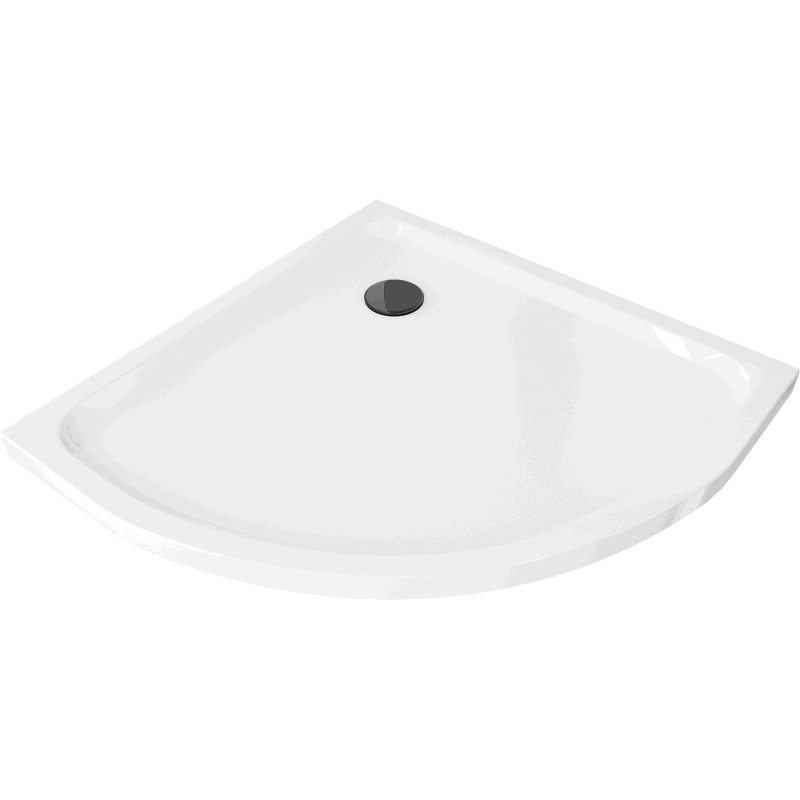 Mexen Flat receveur de douche semi-circulaire slim 90 x 90 cm, blanc, siphon noir - 41109090B