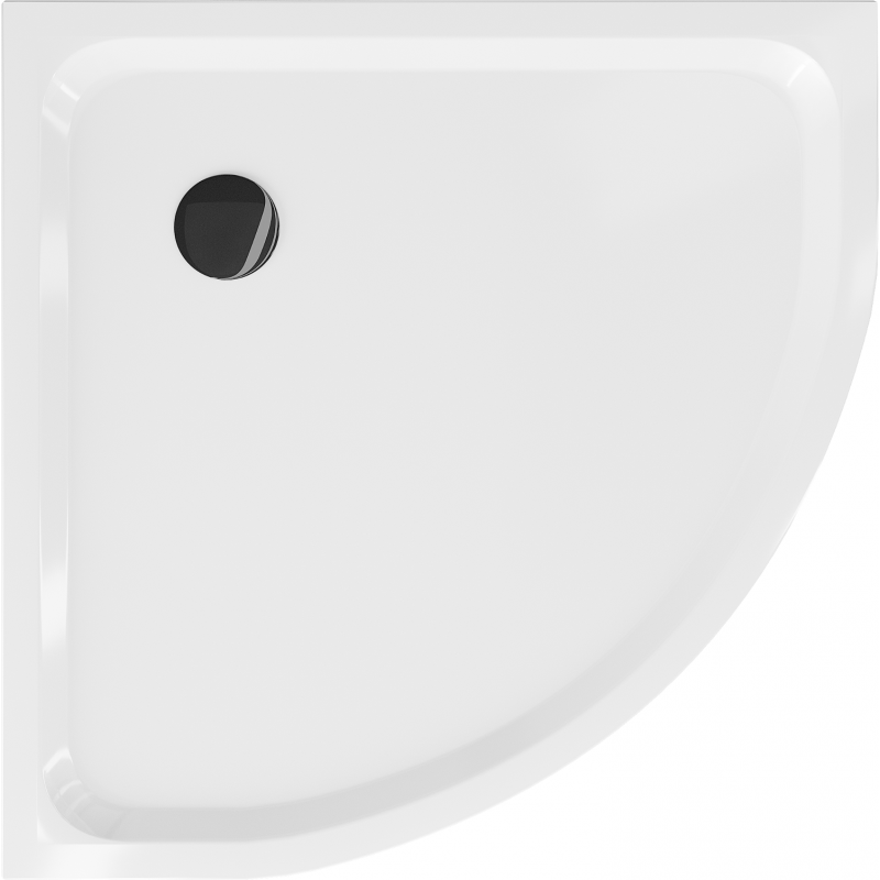 Mexen Flat receveur de douche semi-circulaire slim 90 x 90 cm, blanc, siphon noir - 41109090B