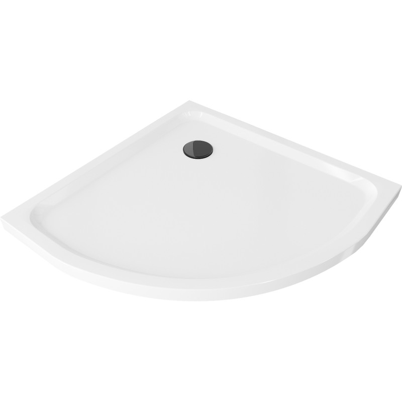 Mexen Flat receveur de douche demi-circulaire slim 80 x 80 cm, blanc, siphon noir - 41108080B