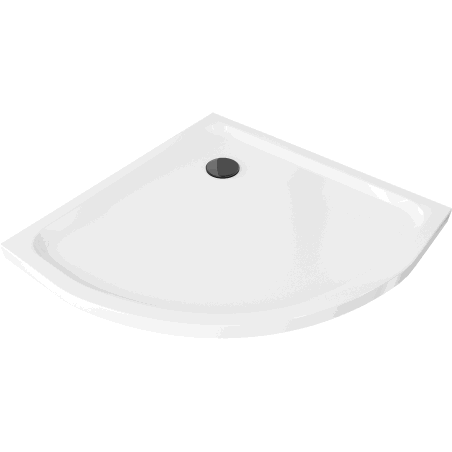 Mexen Flat receveur de douche demi-circulaire slim 80 x 80 cm, blanc, siphon noir - 41108080B