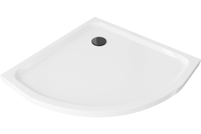 Mexen Flat receveur de douche demi-circulaire slim 80 x 80 cm, blanc, siphon noir - 41108080B