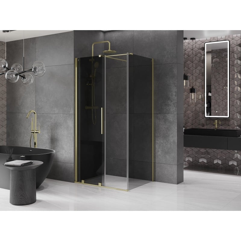 Mexen Velar cabine de douche coulissante 120 x 100 cm, graphite, or brossé - 871-120-100-41-55