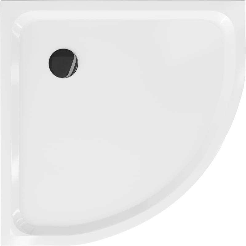 Mexen Flat receveur de douche demi-circulaire slim 80 x 80 cm, blanc, siphon noir - 41108080B