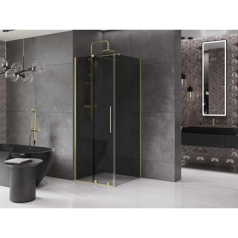 Mexen Velar cabine de douche coulissante 120 x 120 cm, graphite, or brossé - 871-120-120-41-55
