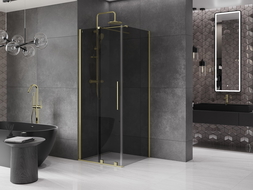 Mexen Velar cabine de douche coulissante 120 x 120 cm, graphite, or brossé - 871-120-120-41-55