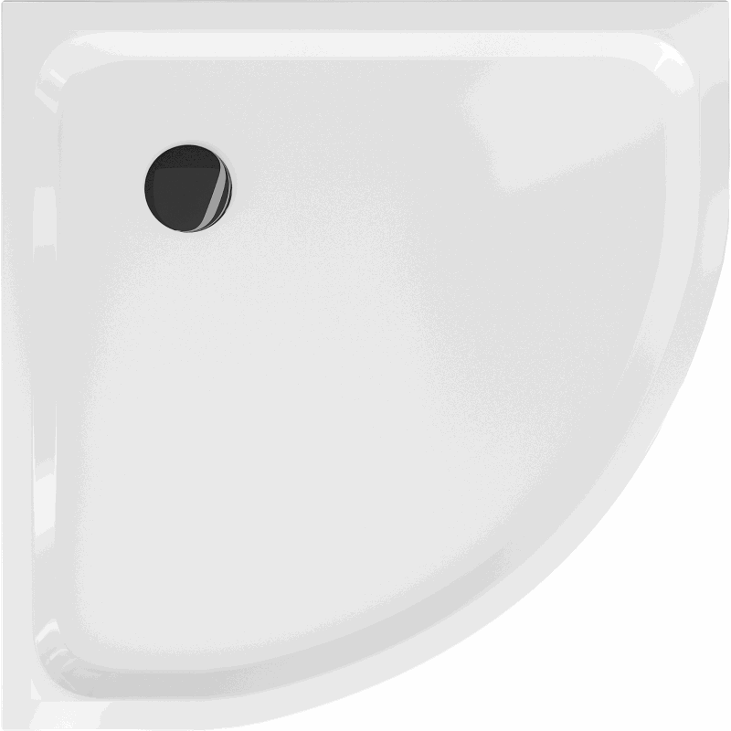 Mexen Flat receveur de douche demi-circulaire slim 70 x 70 cm, blanc, siphon noir - 41107070B