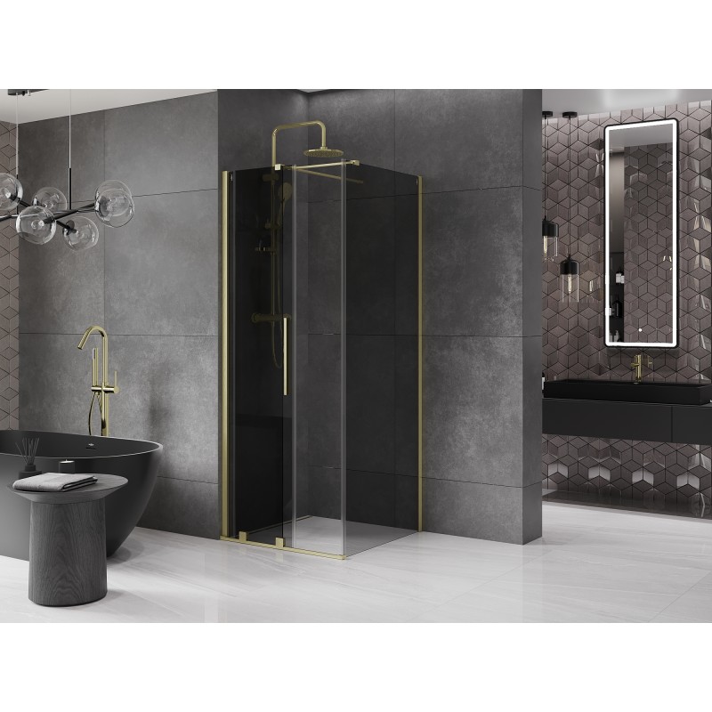 Mexen Velar cabine de douche coulissante 90 x 90 cm, graphite, or brossé - 871-090-090-41-55