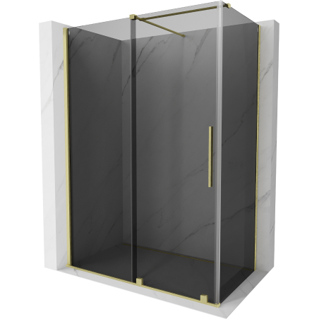 Mexen Velar cabine de douche coulissante 140 x 80 cm, graphite, or brossé - 871-140-080-41-55