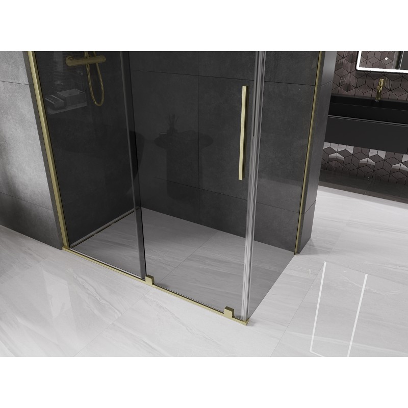 Mexen Velar cabine de douche coulissante 140 x 80 cm, graphite, or brossé - 871-140-080-41-55