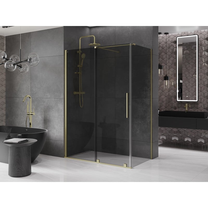 Mexen Velar cabine de douche coulissante 150 x 85 cm, graphite, or brossé - 871-150-085-41-55