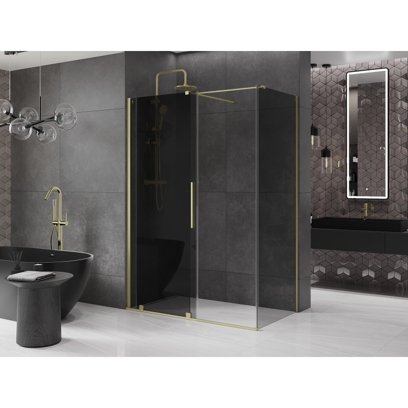 Mexen Velar cabine de douche coulissante 140 x 75 cm, graphite, or brossé - 871-140-075-41-55