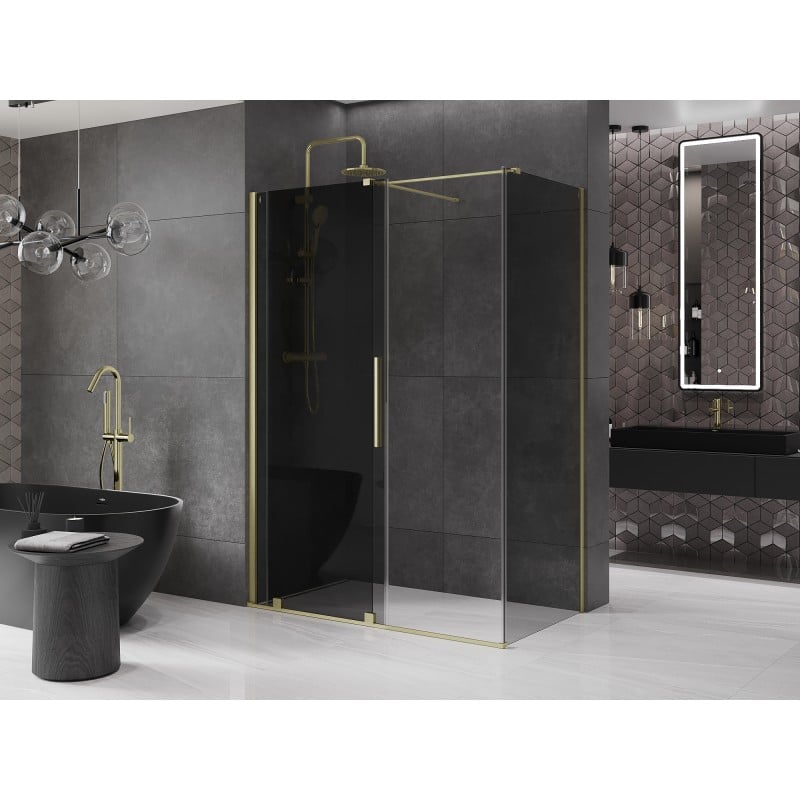 Mexen Velar cabine de douche coulissante 150 x 85 cm, graphite, or brossé - 871-150-085-41-55